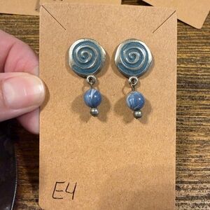Vintage Blue Swirl Dangle Earrings